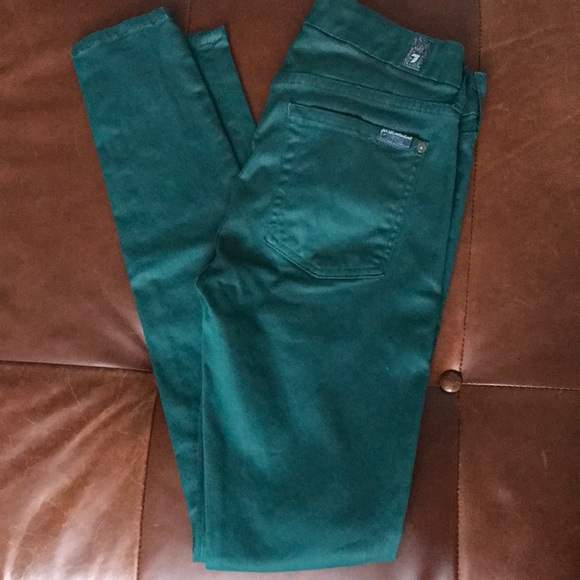 7 For All Mankind Waxed Canvas Jeans. Green. Sz 28 - Picture 2 of 7